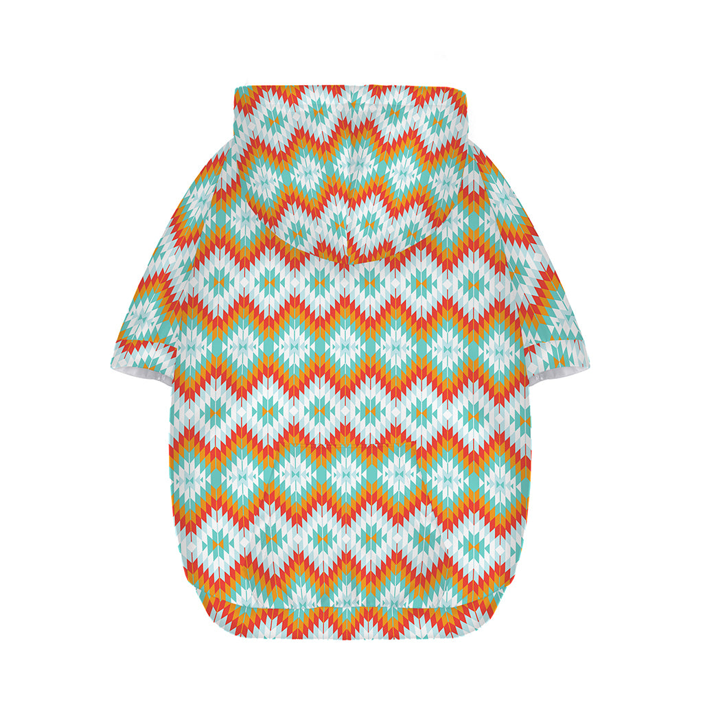 Turquoise Native American Pattern Print Dog Zip Up Hoodie