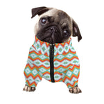 Turquoise Native American Pattern Print Dog Zip Up Jacket