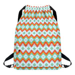Turquoise Native American Pattern Print Drawstring Backpack