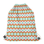 Turquoise Native American Pattern Print Drawstring Bag
