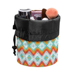 Turquoise Native American Pattern Print Drawstring Makeup Bag