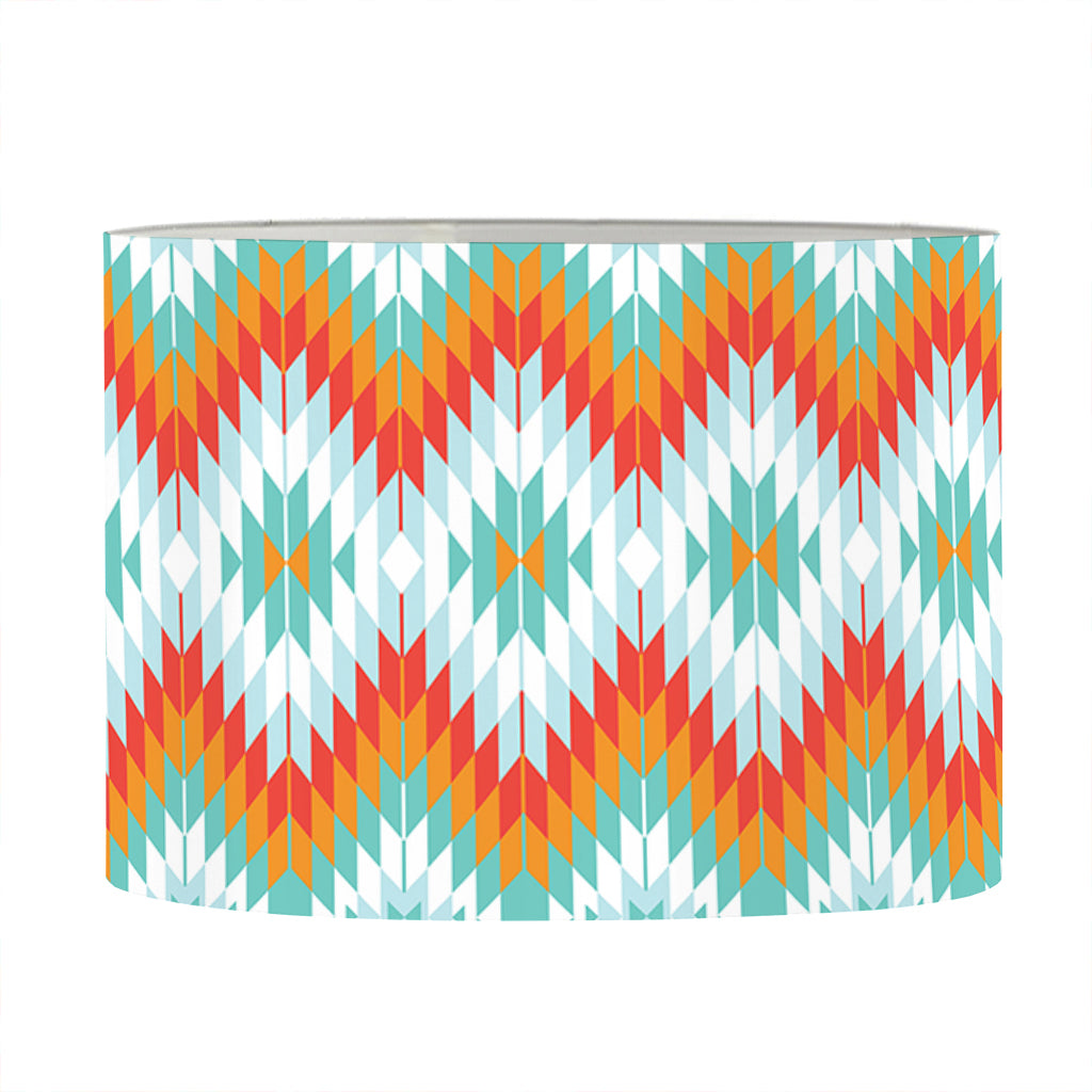 Turquoise Native American Pattern Print Drum Lamp Shade