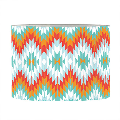 Turquoise Native American Pattern Print Drum Lamp Shade