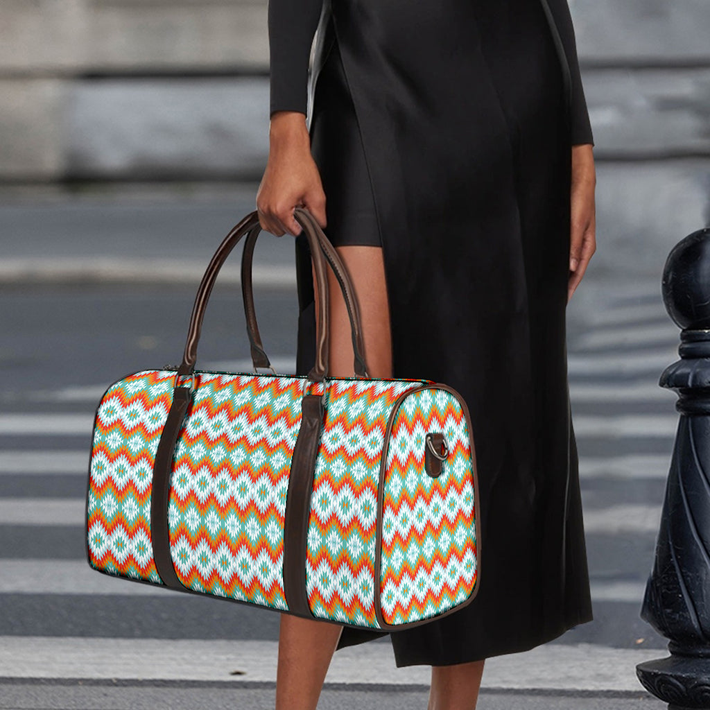 Turquoise Native American Pattern Print Duffle Bag