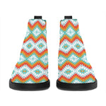 Turquoise Native American Pattern Print Flat Ankle Boots