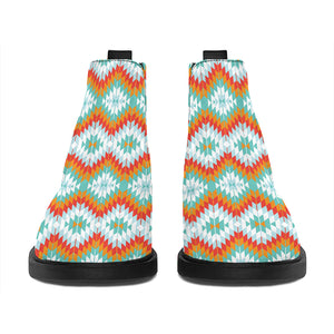 Turquoise Native American Pattern Print Flat Ankle Boots