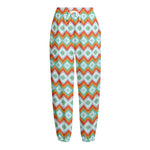 Turquoise Native American Pattern Print Fleece Lined Knit Pants