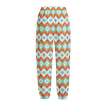 Turquoise Native American Pattern Print Fleece Lined Knit Pants