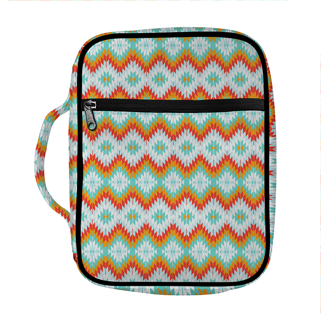 Turquoise Native American Pattern Print Front Pocket Bible Bag