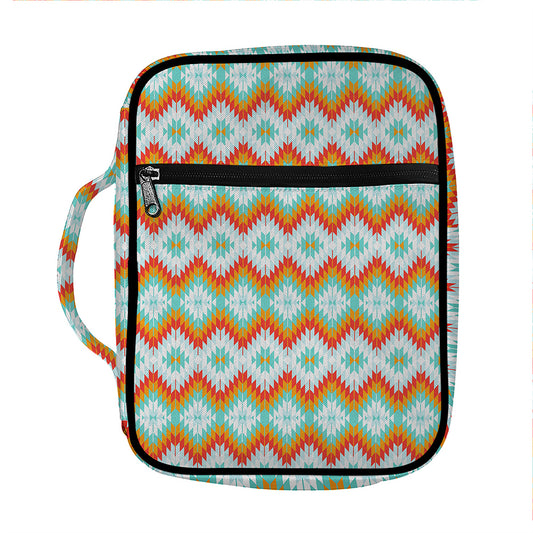Turquoise Native American Pattern Print Front Pocket Bible Bag