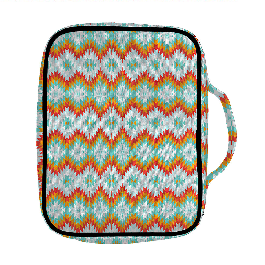 Turquoise Native American Pattern Print Front Pocket Bible Bag