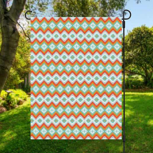 Turquoise Native American Pattern Print Garden Flag