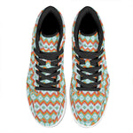 Turquoise Native American Pattern Print High Top Leather Sneakers