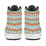 Turquoise Native American Pattern Print High Top Leather Sneakers