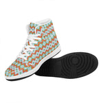 Turquoise Native American Pattern Print High Top Leather Sneakers