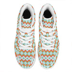 Turquoise Native American Pattern Print High Top Leather Sneakers
