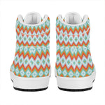 Turquoise Native American Pattern Print High Top Leather Sneakers