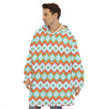 Turquoise Native American Pattern Print Hoodie Blanket
