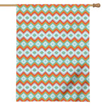Turquoise Native American Pattern Print House Flag