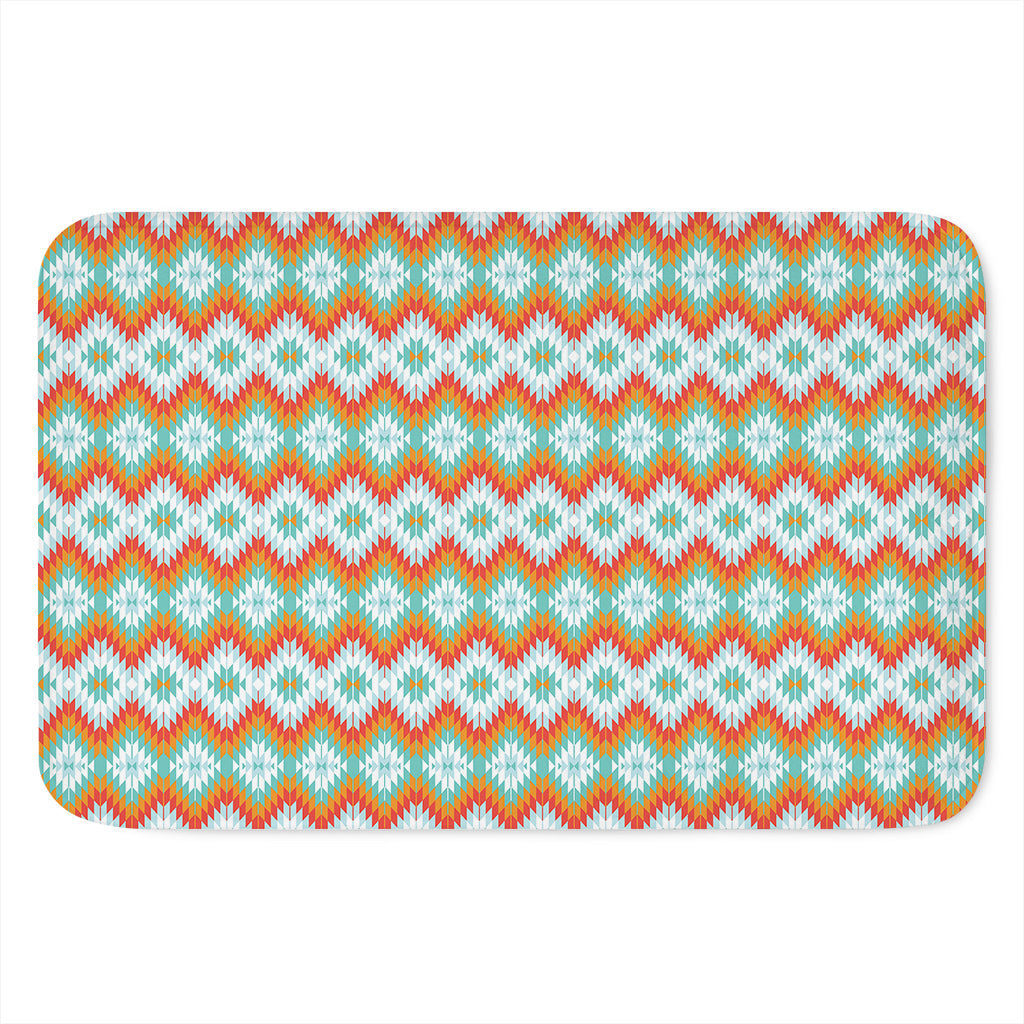 Turquoise Native American Pattern Print Indoor Door Mat