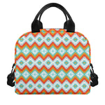 Turquoise Native American Pattern Print Insulated Lunch Bag
