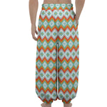 Turquoise Native American Pattern Print Lantern Pants