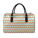 Turquoise Native American Pattern Print Leather Duffle Bag