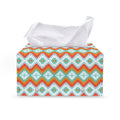 Turquoise Native American Pattern Print Leather Tissue Box Cover