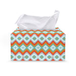 Turquoise Native American Pattern Print Leather Tissue Box Cover