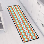 Turquoise Native American Pattern Print Long Kitchen Mat