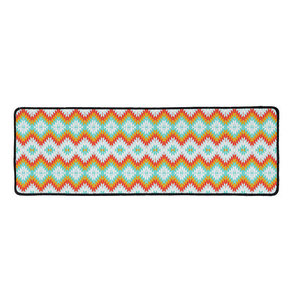 Turquoise Native American Pattern Print Long Kitchen Mat