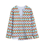 Turquoise Native American Pattern Print Long Sleeve Short Coat
