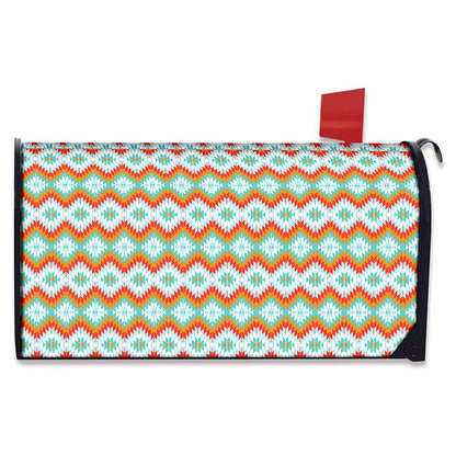 Turquoise Native American Pattern Print Mailbox Cover
