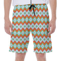 Turquoise Native American Pattern Print Men's Beach Shorts