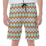 Turquoise Native American Pattern Print Men's Beach Shorts