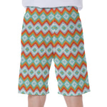 Turquoise Native American Pattern Print Men's Beach Shorts
