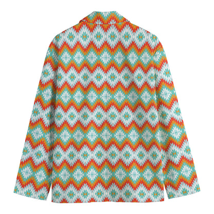 Turquoise Native American Pattern Print Men's Blazer