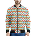 Turquoise Native American Pattern Print Men's Bomber Jacket