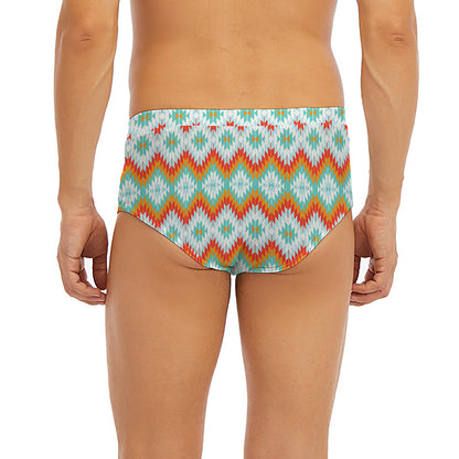 Turquoise Native American Pattern Print Men's Briefs