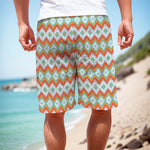 Turquoise Native American Pattern Print Men's Cargo Shorts