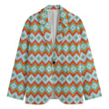 Turquoise Native American Pattern Print Men's Cotton Blazer