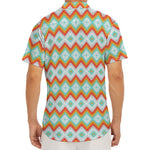 Turquoise Native American Pattern Print Men's Deep V-Neck Shirt