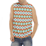 Turquoise Native American Pattern Print Men's Fitness Tank Top
