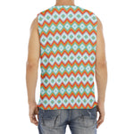 Turquoise Native American Pattern Print Men's Fitness Tank Top