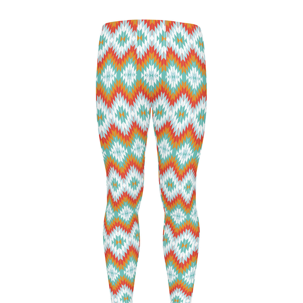 Turquoise Native American Pattern Print Men's leggings