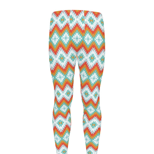 Turquoise Native American Pattern Print Men's leggings