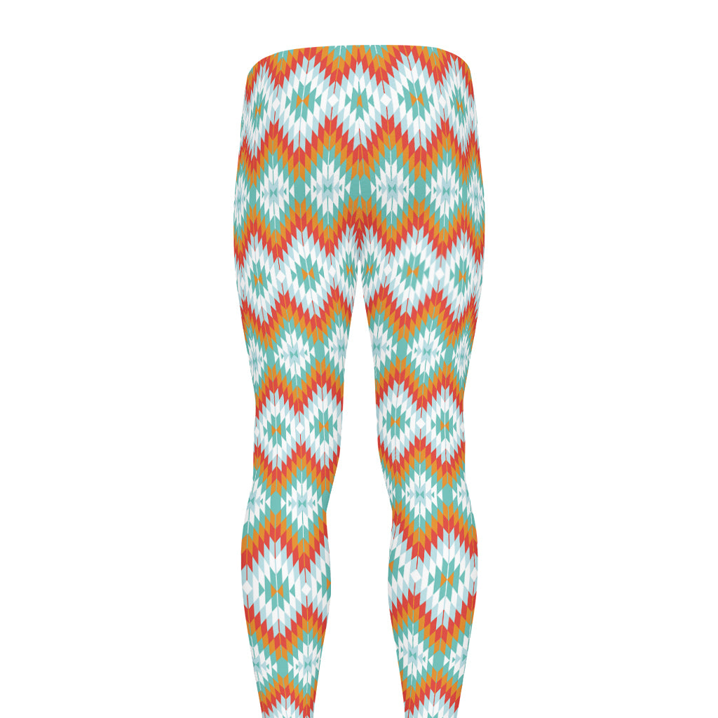 Turquoise Native American Pattern Print Men's leggings