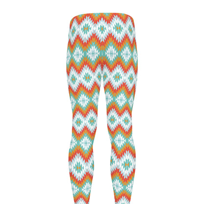 Turquoise Native American Pattern Print Men's leggings