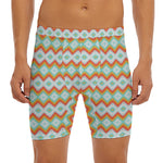 Turquoise Native American Pattern Print Men's Long Boxer Briefs