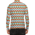 Turquoise Native American Pattern Print Men's Long Sleeve Rash Guard